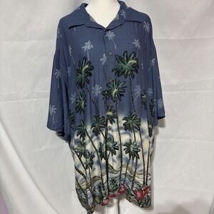 Windham Pointe Hawaiian Button Up Shirt Men's XXL Palm Tree's Floral‎ Beach